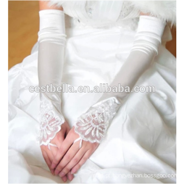 Luvas de mão lindas Luvas de noiva de cetim branco longo